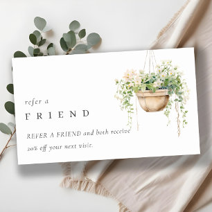 Chic Potted Floral House Plants Refer A Friend Business Card