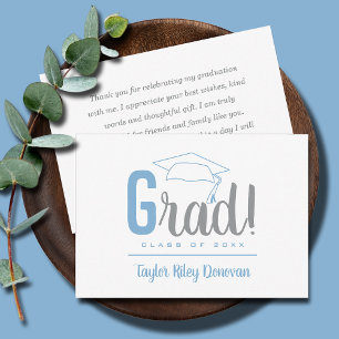 Chic Powder Blue and Grey Grad Cap Graduation Card