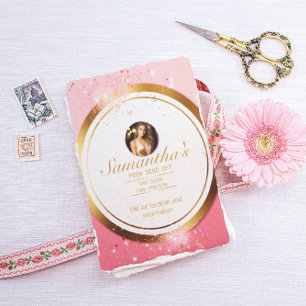 Chic Powder Pink and Gold Customisable Prom Flyer