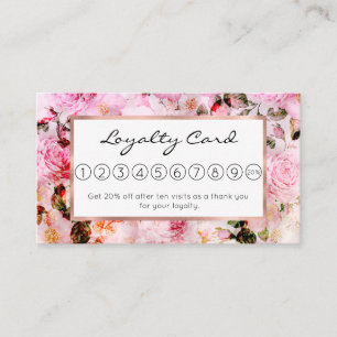Chic Pretty Blush Pink Watercolor Roses Floral Loyalty Card