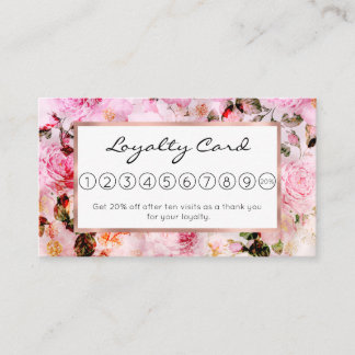 Chic Pretty Blush Pink Watercolor Roses Floral Loyalty Card