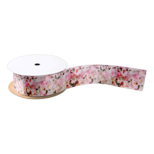 Chic Pretty Blush Pink Watercolor Roses Floral Satin Ribbon