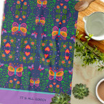 Chic Pretty Custom Quote or Name Butterfly  Tea Towel<br><div class="desc">Pretty Butterfly Colourful Name or Quote Personalised Towels. These colourful butterfly towels are perfect to add some life to your kitchen. Pair it with a bottle of wine and it makes a great gift for friends, family, coworkers, neighbours, grandma, mum, etc. For more gift ideas, be sure to check out...</div>
