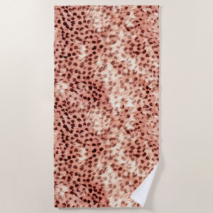 Chic Pretty Girly Rose Gold Leopard  Beach Towel