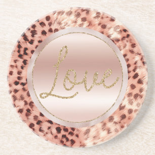 Chic Pretty Girly Rose Gold Leopard Coaster