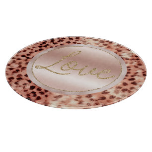 Chic Pretty Girly Rose Gold Leopard Cutting Board