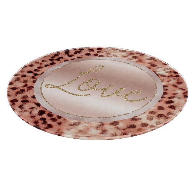Chic Pretty Girly Rose Gold Leopard  Cutting Board (Corner)