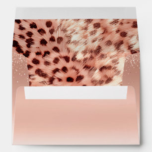 Chic Pretty Girly Rose Gold Leopard  Envelope