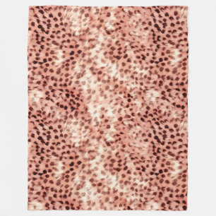 Chic Pretty Girly Rose Gold Leopard  Fleece Blanket