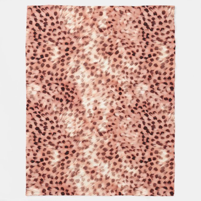 Chic Pretty Girly Rose Gold Leopard  Fleece Blanket (Front)