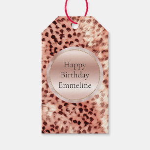 Chic Pretty Girly Rose Gold Leopard  Gift Tags