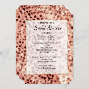 Chic Pretty Girly Rose Gold Leopard Invitation