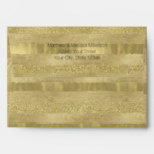 Chic Pretty Gold Stripes Personalised Envelopes