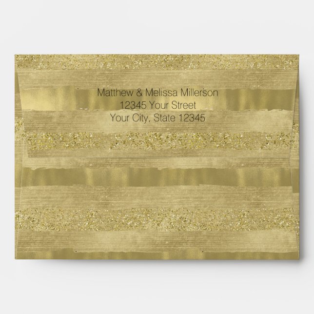 Chic Pretty Gold Stripes Personalised Envelopes (Back (Top Flap))