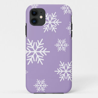 Chic Pretty Nordic Snowflakes On Lavender Purple iPhone 11 Case