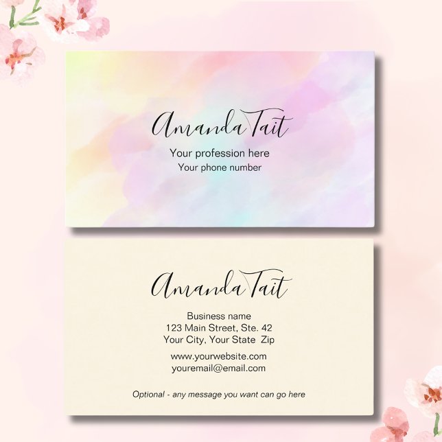 Chic Pretty Pastels Elegant Salon Business Card (Amazing complimentary colors blend together seamlessly on this striking business card.  )