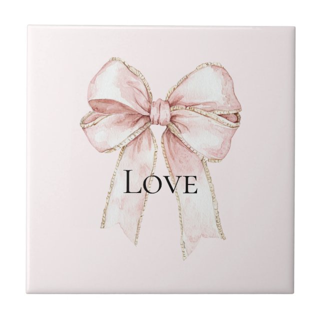 Chic Pretty Pink Bow Tile (Front)