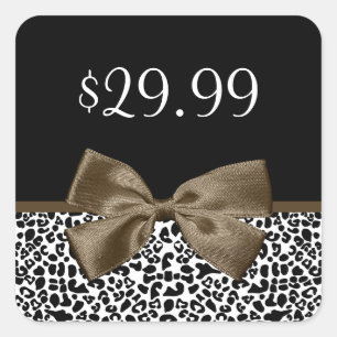 Chic Price Tags Brown Ribbon Trendy Leopard Print
