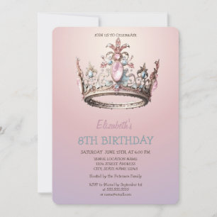 Chic Princess Crown Glitter  Birthday  Invitation