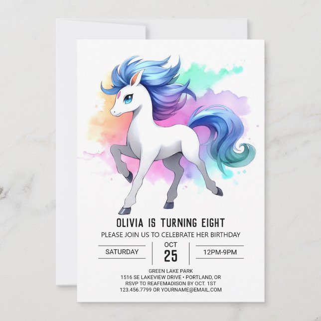 Chic Printable Horse Birthday Invitation (Front)