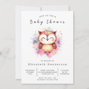 Chic Printable Owl Baby Shower Invitation
