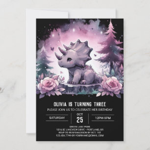 Chic Printable Triceratops Birthday Invitation