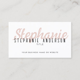 Chic Professional Blush Pink Script Name QR Code Business Card