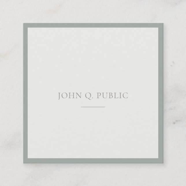 Chic Professional Clean Design Green Template Square Business Card (Front)