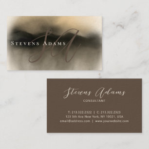 Chic Professional Gold Watercolor Monogrammed Business Card