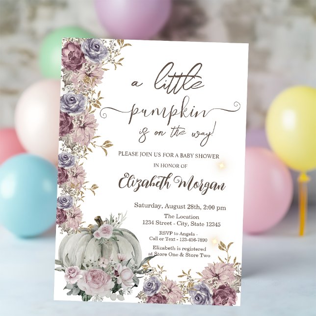 Chic Pumpkin Roses Flowers Baby Shower   Invitation (Creator Uploaded)