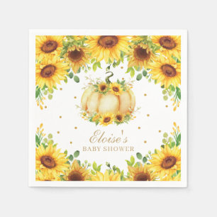 Chic Pumpkin Sunflower Birthday Party Baby Shower Napkin