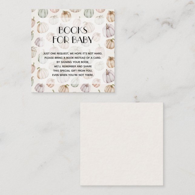 Chic Pumpkins Baby Shower Book Request Enclosure Card (Front/Back)