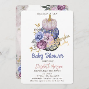 Chic Pumpkins,Flowers Baby Shower  Invitation