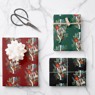 Chic Puppy Joy Christmas Holiday Wrapping Paper Sheet