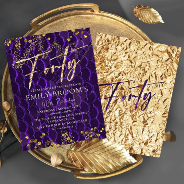 Chic Purple 40th Birthday Forty Invitation (Creator Uploaded)