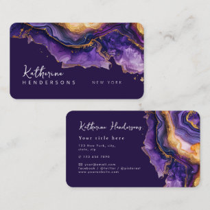 Chic Purple Agate gold glitter marble Professional Business Card