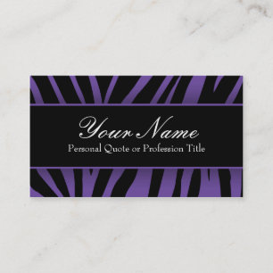 Chic Purple and Black Zebra Stripes Business Cards