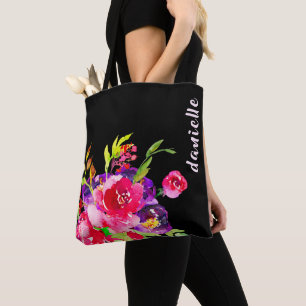 Chic Purple And Pink Floral Watercolor Bouquet Tote Bag