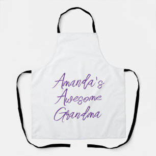 Chic Purple Awesome Grandma Grandkids Name Apron