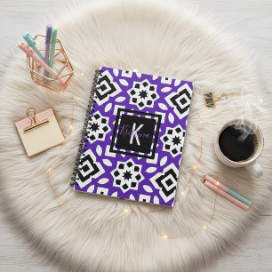 Chic Purple Black & White Geometric Personalised Planner