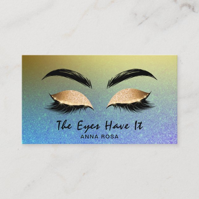 *~* Chic PURPLE BLUE Lashes Extensions Brows Business Card (Front)