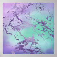 Chic Purple Blue Mermaid Watercolor Ombre Marble