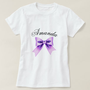 Chic Purple Bow Coquette Girl Sweet 16 Birthday T-Shirt