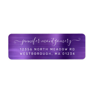Chic Purple Brushed Metal Return Address