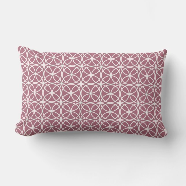 Chic Purple Cassis Circle Geometric Pattern Lumbar Cushion (Front)