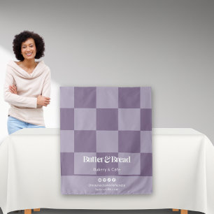 Chic Purple Checker Bakery Logo Event Table Runner Tapestry