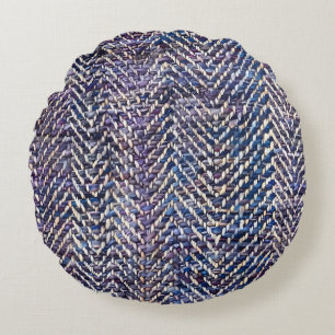 Chic purple chevron pattern round cushion