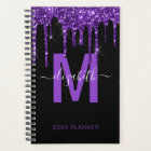 Chic Purple Dripping Glitter Monogram Name 2024