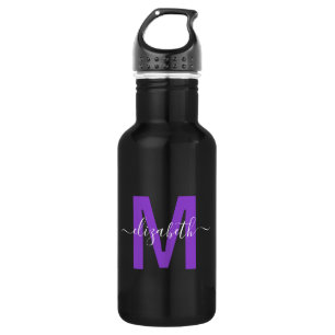Chic Purple Dripping Glitter Monogram Name 532 Ml Water Bottle