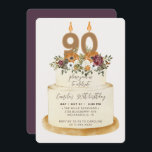 Chic Purple Fall Autumn 90th Birthday Cake Invitation<br><div class="desc">Celebrate a feminine fall 90th birthday with our chic invitation. Design features a rustic cake decorated with autumn flowers, leaves and candles with the number 90 all for the ultimate chic look. All text is 100% customisable. If you need extra pieces for this collection please contact me, happy to help!...</div>